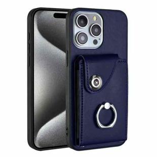 For iPhone 14 Pro Organ Card Bag Ring Holder Phone Case(Blue)