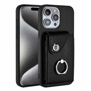 For iPhone 14 Pro Max Organ Card Bag Ring Holder Phone Case(Black)