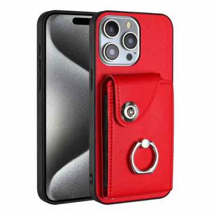 For iPhone 14 Pro Max Organ Card Bag Ring Holder Phone Case(Red)