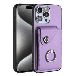 For iPhone 13 Pro Max Organ Card Bag Ring Holder Phone Case(Purple)