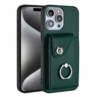 For iPhone 13 Pro Max Organ Card Bag Ring Holder Phone Case(Green)