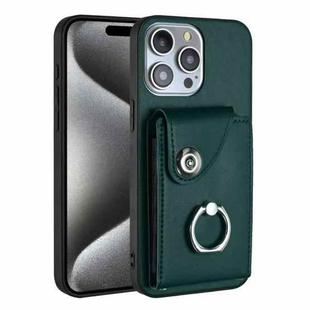 For iPhone 13 Pro Organ Card Bag Ring Holder Phone Case(Green)