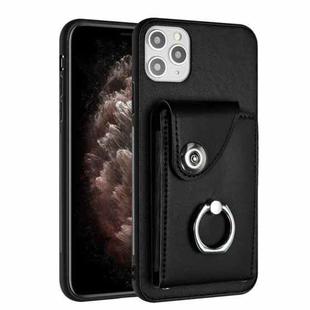 For iPhone 11 Pro Max Organ Card Bag Ring Holder Phone Case(Black)