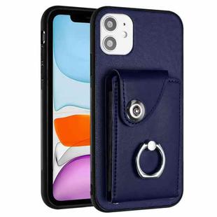 For iPhone 11 Organ Card Bag Ring Holder Phone Case(Blue)