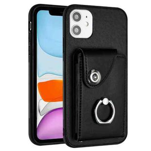 For iPhone 11 Organ Card Bag Ring Holder Phone Case(Black)