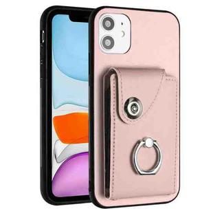 For iPhone 11 Organ Card Bag Ring Holder Phone Case(Pink)