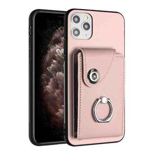 For iPhone 11 Pro Organ Card Bag Ring Holder Phone Case(Pink)