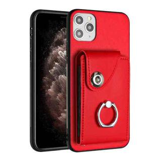 For iPhone 11 Pro Organ Card Bag Ring Holder Phone Case(Red)