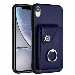 For iPhone XR Organ Card Bag Ring Holder Phone Case(Blue)