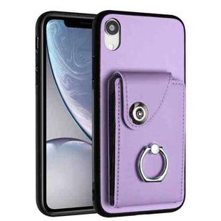 For iPhone XR Organ Card Bag Ring Holder Phone Case(Purple)