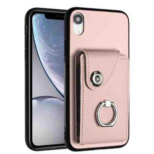 For iPhone XR Organ Card Bag Ring Holder Phone Case(Pink)