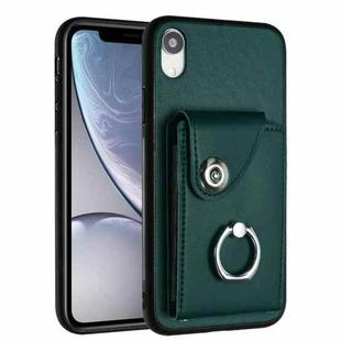 For iPhone XR Organ Card Bag Ring Holder Phone Case(Green)