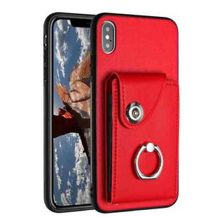For iPhone XS Max Organ Card Bag Ring Holder Phone Case(Red)