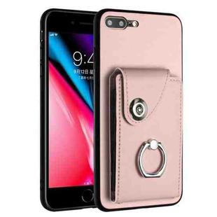 For iPhone 8 Plus / 7 Plus Organ Card Bag Ring Holder Phone Case(Pink)