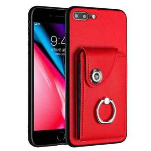 For iPhone 8 Plus / 7 Plus Organ Card Bag Ring Holder Phone Case(Red)