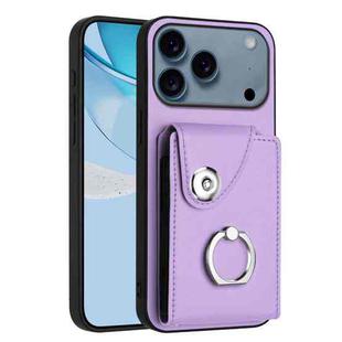 For iPhone 17 Pro Max Organ Card Bag Ring Holder Phone Case(Purple)