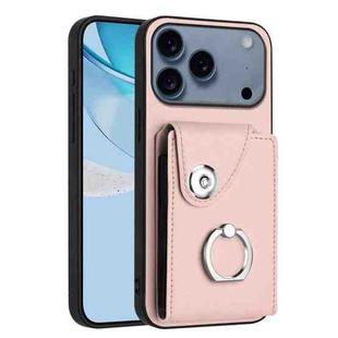 For iPhone 17 Pro Max Organ Card Bag Ring Holder Phone Case(Pink)