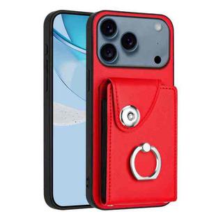 For iPhone 17 Pro Max Organ Card Bag Ring Holder Phone Case(Red)