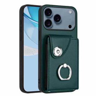 For iPhone 17 Pro Max Organ Card Bag Ring Holder Phone Case(Green)