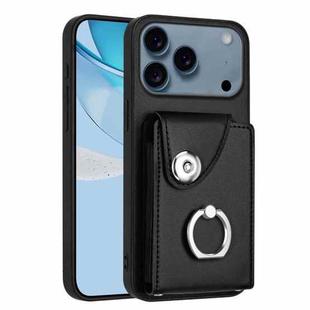 For iPhone 17 Pro Organ Card Bag Ring Holder Phone Case(Black)