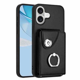 For iPhone 17 Organ Card Bag Ring Holder Phone Case(Black)
