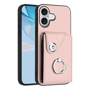 For iPhone 17 Organ Card Bag Ring Holder Phone Case(Pink)