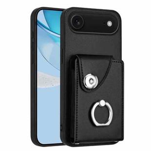 For iPhone 17 Air Organ Card Bag Ring Holder Phone Case(Black)
