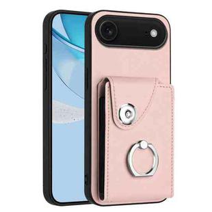 For iPhone 17 Air Organ Card Bag Ring Holder Phone Case(Pink)
