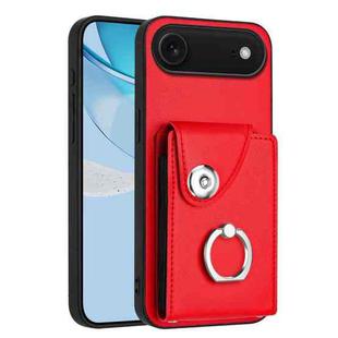 For iPhone 17 Air Organ Card Bag Ring Holder Phone Case(Red)