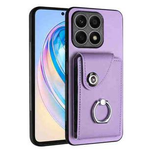 For Honor X8a Organ Card Bag Ring Holder PU Phone Case(Purple)
