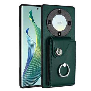 For Honor X9a / Magic5 Lite Organ Card Bag Ring Holder PU Phone Case(Green)