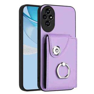 For Honor 200 Pro 5G Organ Card Bag Ring Holder PU Phone Case(Purple)