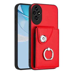 For Honor 200 Pro 5G Organ Card Bag Ring Holder PU Phone Case(Red)