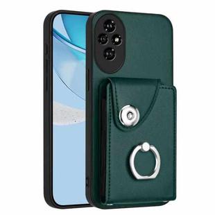 For Honor 200 Pro 5G Organ Card Bag Ring Holder PU Phone Case(Green)