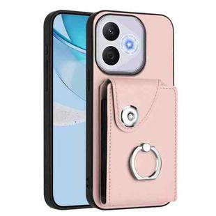 For Honor 400 Lite Global / X70i Organ Card Bag Ring Holder PU Phone Case(Pink)