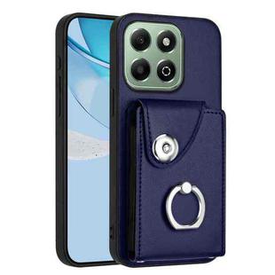 For Honor X6b 4G Organ Card Bag Ring Holder PU Phone Case(Blue)