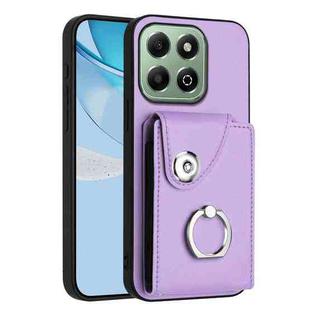 For Honor X6b 4G Organ Card Bag Ring Holder PU Phone Case(Purple)
