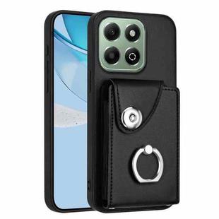 For Honor X6b 4G Organ Card Bag Ring Holder PU Phone Case(Black)