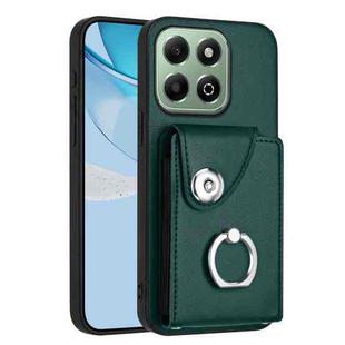 For Honor X6b 4G Organ Card Bag Ring Holder PU Phone Case(Green)