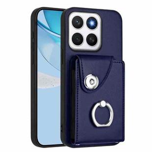 For Honor X8c 4G Organ Card Bag Ring Holder PU Phone Case(Blue)