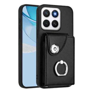 For Honor X8c 4G Organ Card Bag Ring Holder PU Phone Case(Black)
