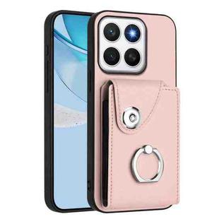 For Honor X8c 4G Organ Card Bag Ring Holder PU Phone Case(Pink)