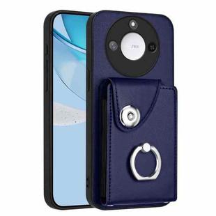 For Honor X60 / X9c Smart Organ Card Bag Ring Holder PU Phone Case(Blue)