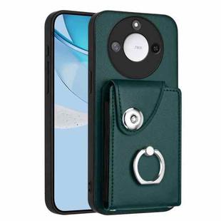 For Honor X60 / X9c Smart Organ Card Bag Ring Holder PU Phone Case(Green)