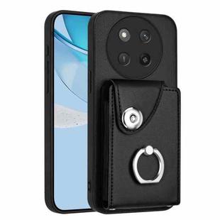 For Honor X60 Pro / X9c / Magic7 Lite Organ Card Bag Ring Holder PU Phone Case(Black)