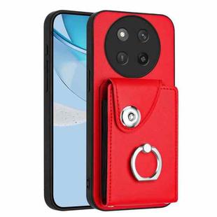 For Honor X60 Pro / X9c / Magic7 Lite Organ Card Bag Ring Holder PU Phone Case(Red)
