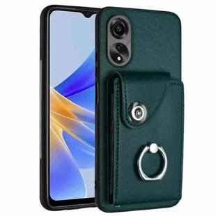 For OPPO A17 Global Organ Card Bag Ring Holder PU Phone Case(Green)