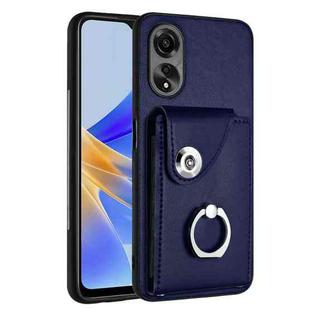 For OPPO A58/A58x/A78 5G/A1x/A2x Organ Card Bag Ring Holder PU Phone Case(Blue)