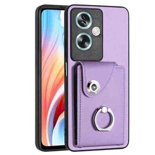 For OPPO A79 5G Global Organ Card Bag Ring Holder PU Phone Case(Purple)