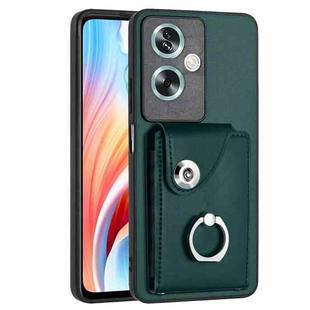 For OPPO A79 5G Global Organ Card Bag Ring Holder PU Phone Case(Green)
